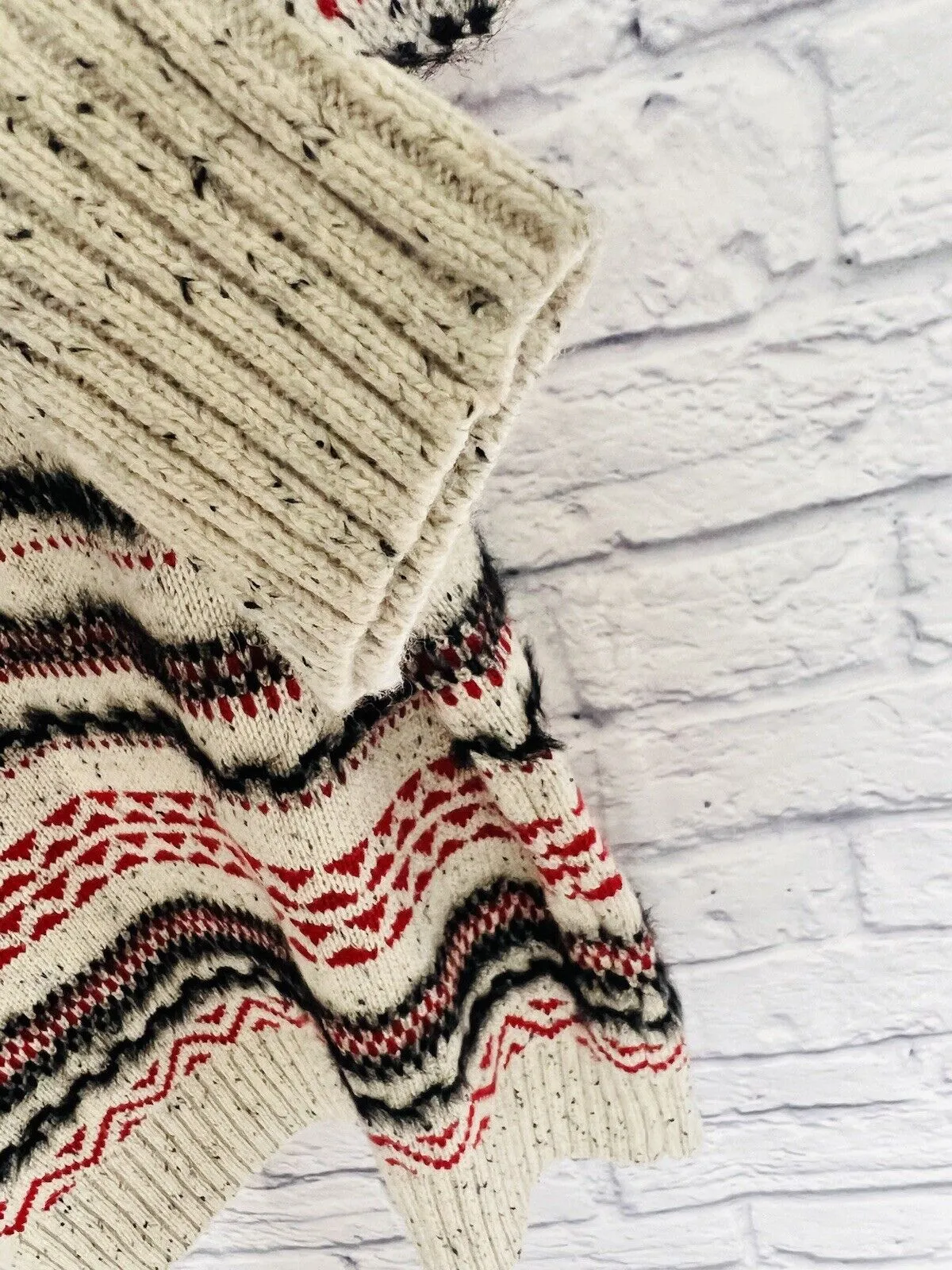 LUCKY BRAND Womens Stripe Fair Isle Cotton & Wool Blend Sweater Sz M Ski