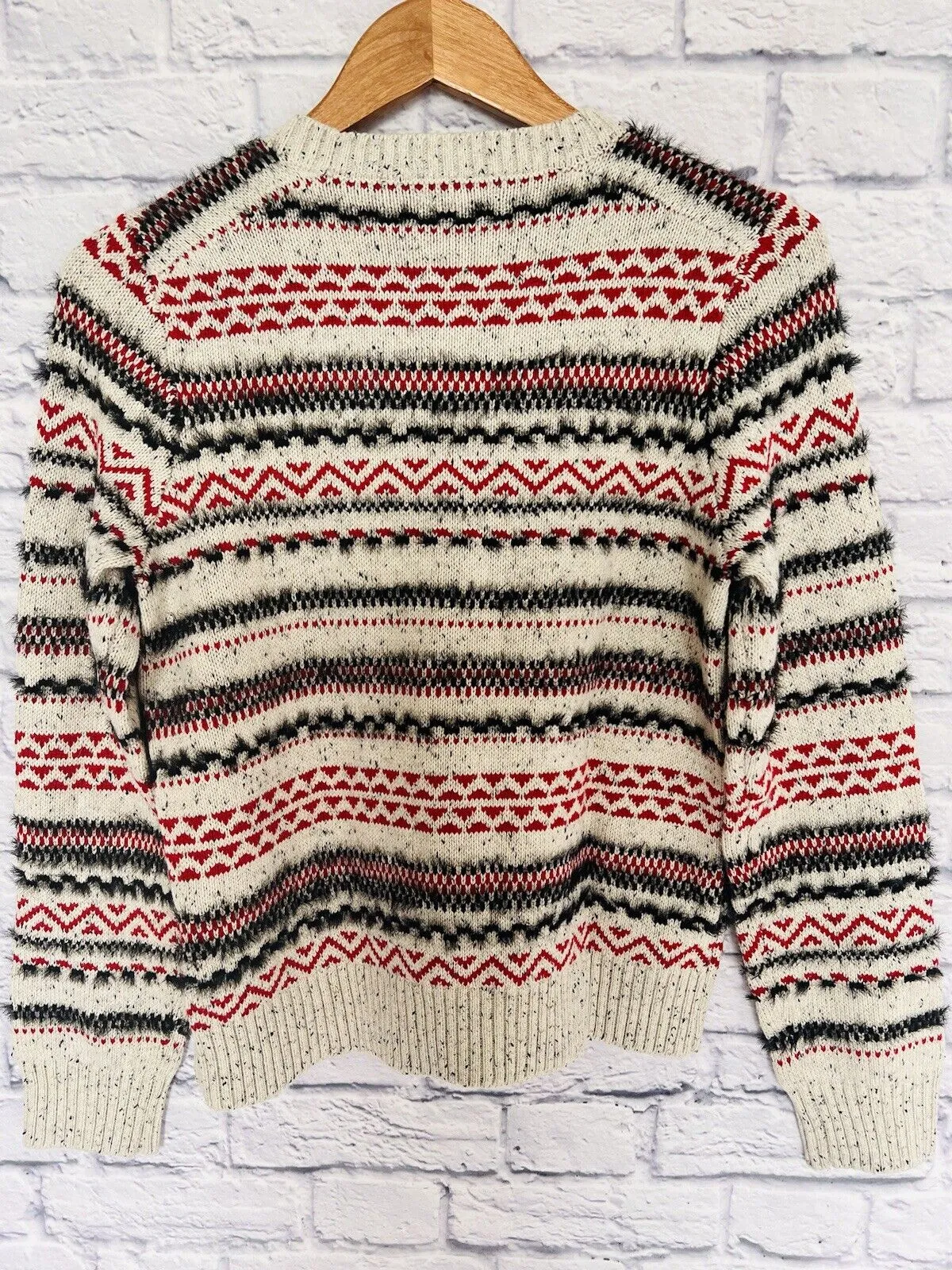 LUCKY BRAND Womens Stripe Fair Isle Cotton & Wool Blend Sweater Sz M Ski