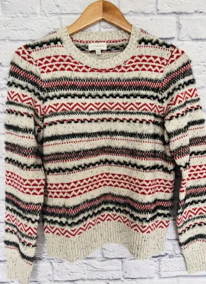 LUCKY BRAND Womens Stripe Fair Isle Cotton & Wool Blend Sweater Sz M Ski
