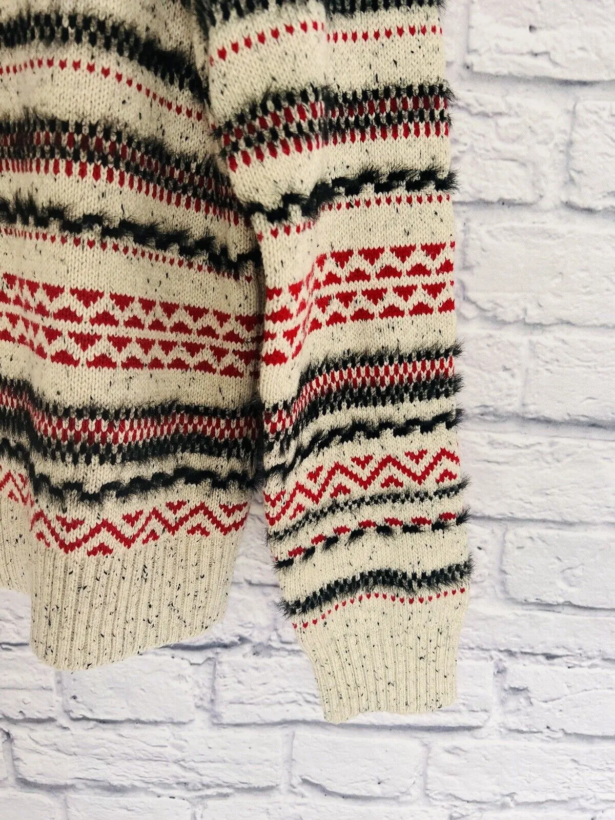 LUCKY BRAND Womens Stripe Fair Isle Cotton & Wool Blend Sweater Sz M Ski