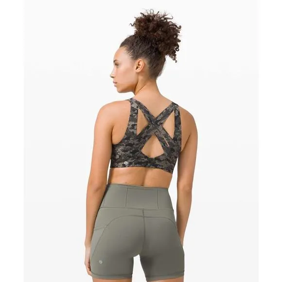 Lululemon Enlite Bra Weave High Support Collage Camo Mini Black Multi Size 32D