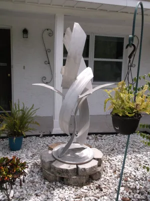 Luxury Aluminum Sculpture, Rise, Modern Abstract Indoor Outdoor Landscape Art