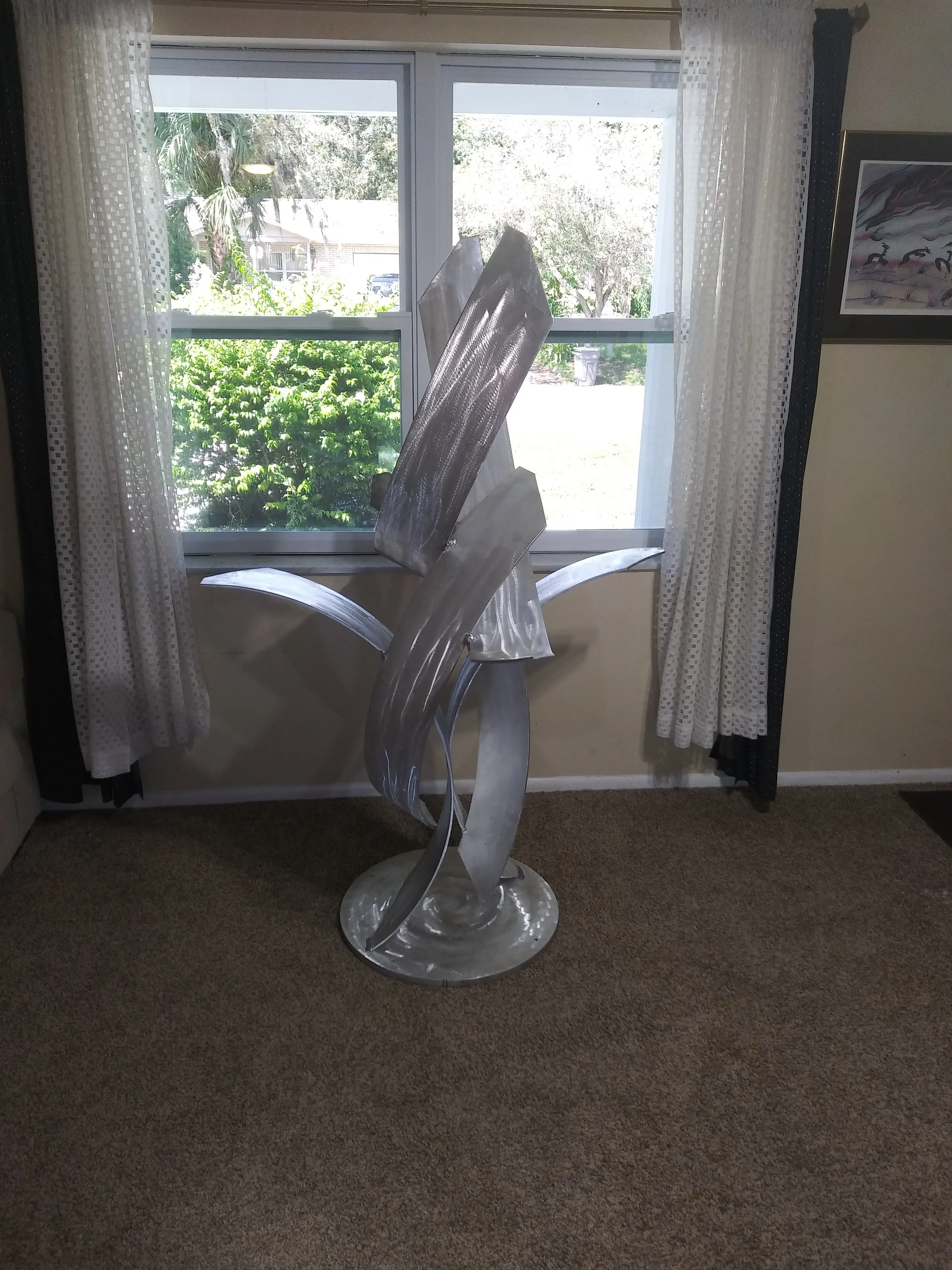 Luxury Aluminum Sculpture, Rise, Modern Abstract Indoor Outdoor Landscape Art