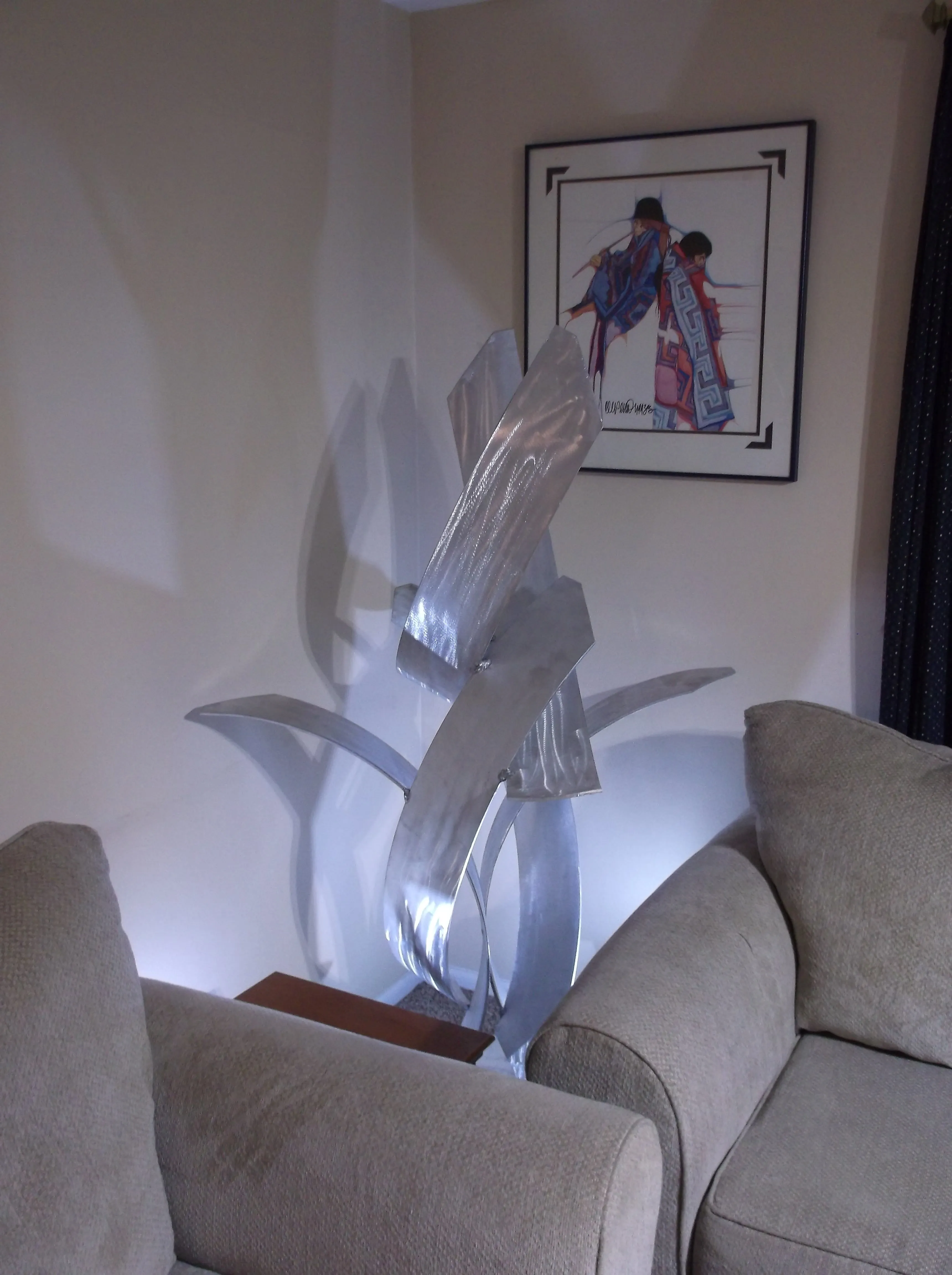 Luxury Aluminum Sculpture, Rise, Modern Abstract Indoor Outdoor Landscape Art