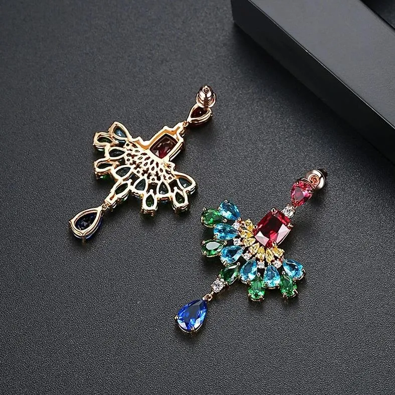 Macaw Hyperbole Multicolor Crystal Drop Earrings