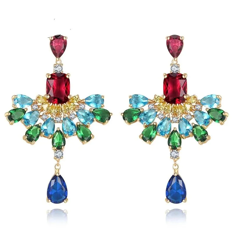 Macaw Hyperbole Multicolor Crystal Drop Earrings