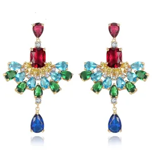 Macaw Hyperbole Multicolor Crystal Drop Earrings
