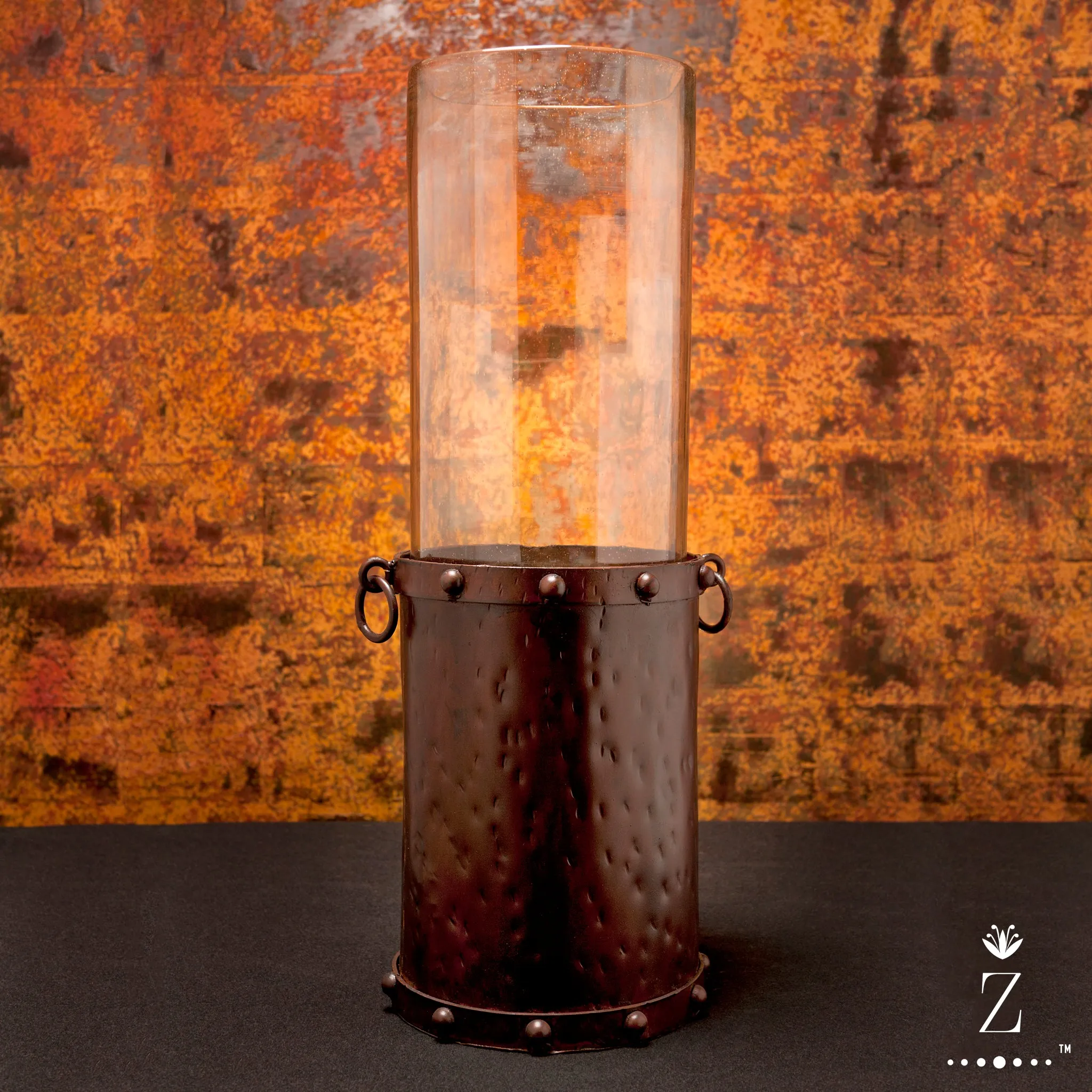 Manor Candelabra | Aqua and Clear Glass Hurricane