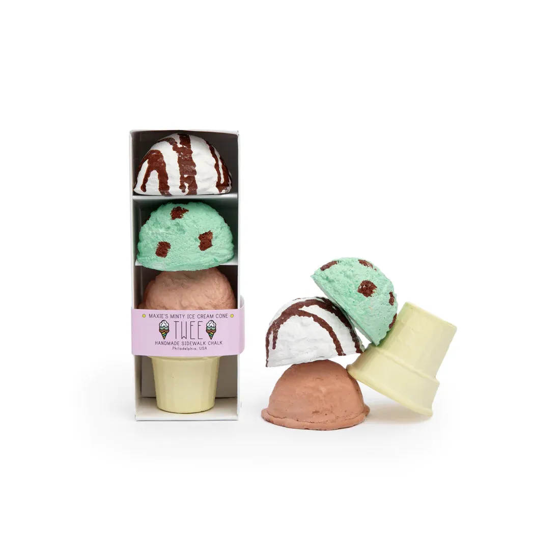 Maxie's Minty Ice Cream Cone - Handmade Sidewalk Chalk