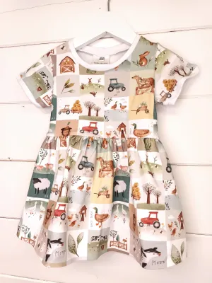 Meadow Farm Twirl Dress, Cap Sleeve