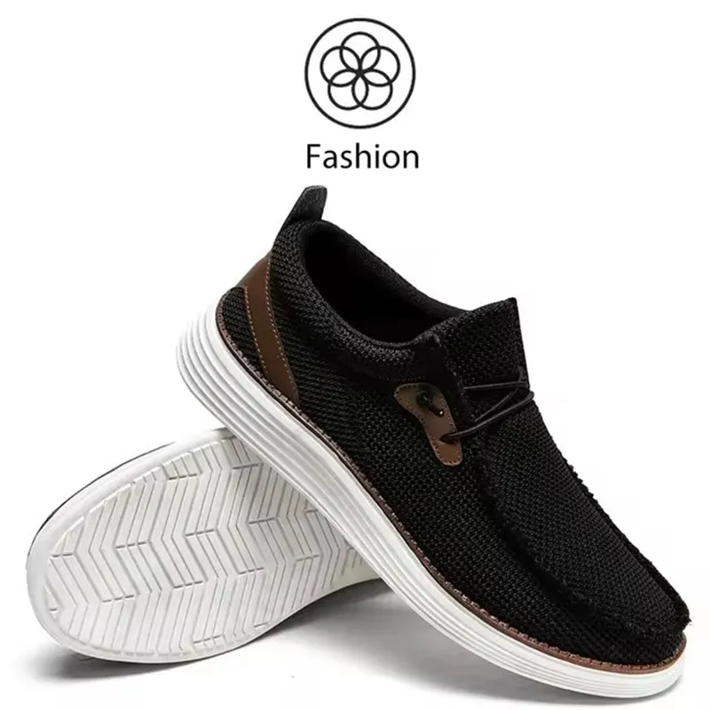 Men's Non Slip Lace-Up Durable Mesh Flat Shoes