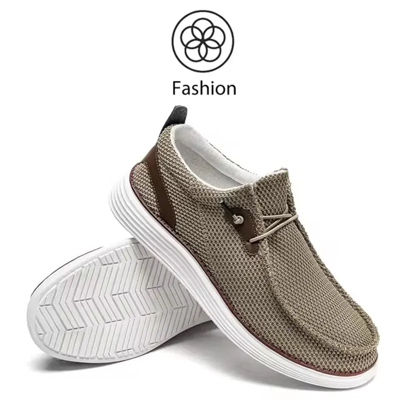 Men's Non Slip Lace-Up Durable Mesh Flat Shoes