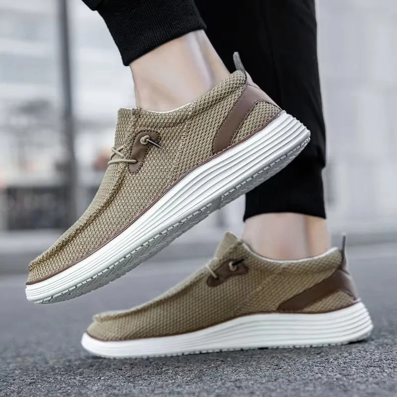 Men's Non Slip Lace-Up Durable Mesh Flat Shoes