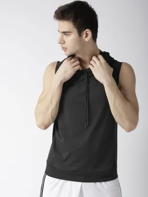 Men's Training Tank Black Sleeveless Hoodie