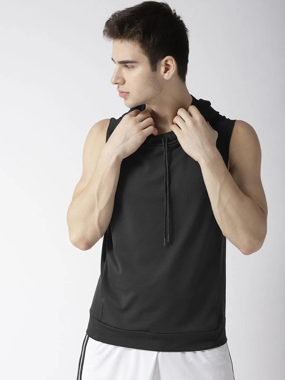 Men's Training Tank Black Sleeveless Hoodie