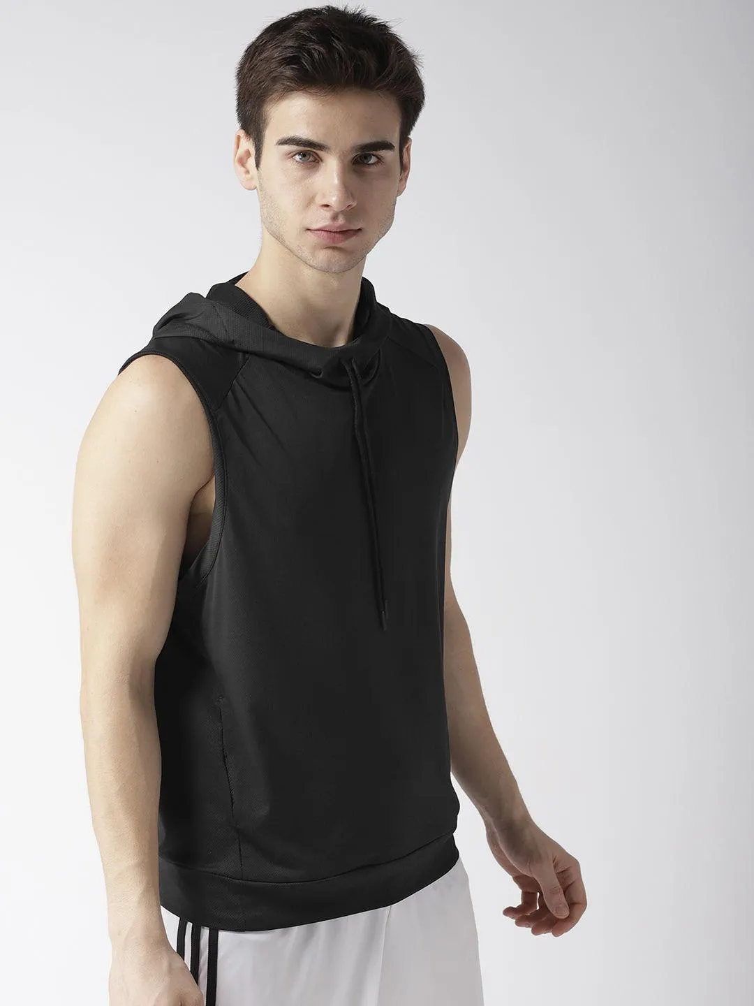 Men's Training Tank Black Sleeveless Hoodie