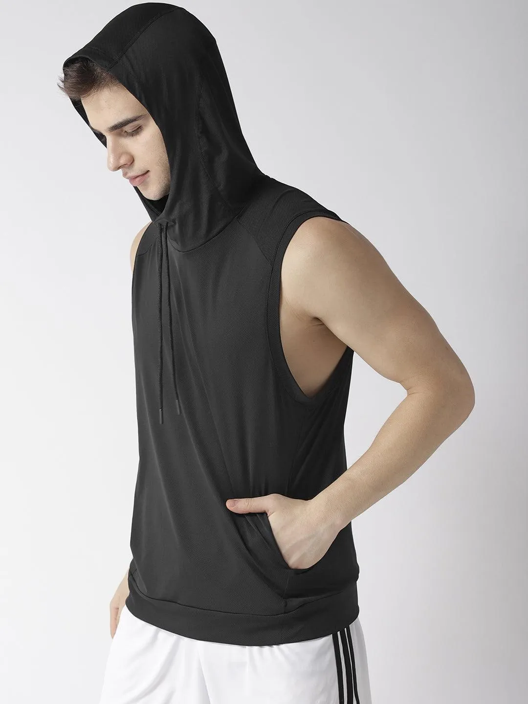 Men's Training Tank Black Sleeveless Hoodie