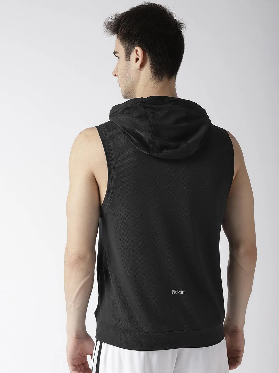 Men's Training Tank Black Sleeveless Hoodie