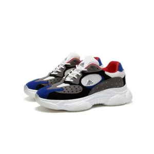 Men's Trendy Breathable Color Block Dad Sneaker Shoes - White Blue