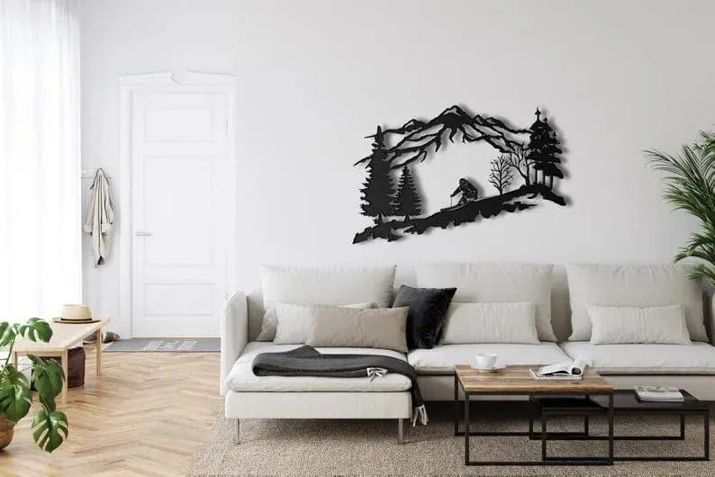 Metal Skier Metal Wall Hanging Decor
