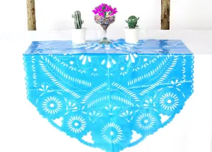 Mexican Plastic Papel Picado Table Decoration in Turquoise