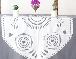 Mexican Plastic Papel Picado Table Decoration in White