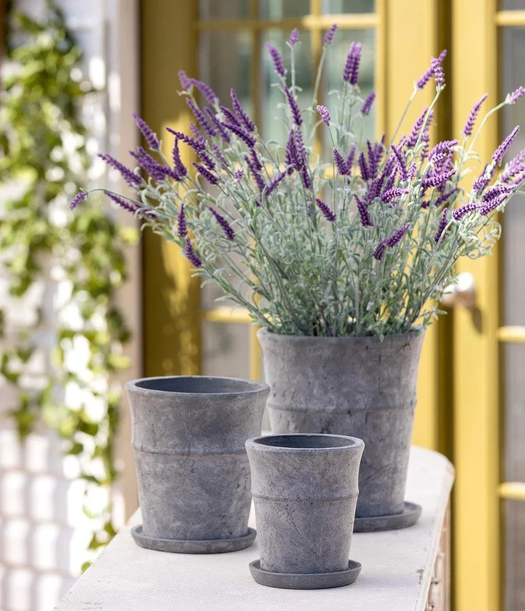 Meyer Cement Garden Pot w/ Tray, 8.5"