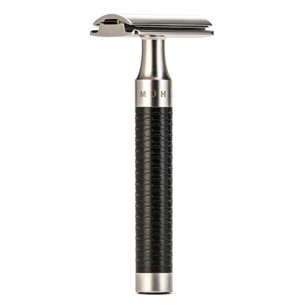 MÜHLE ROCCA 3 Pc. Shaving Set, Silvertip Badger / Safety Razor, Stainless Steel & Black