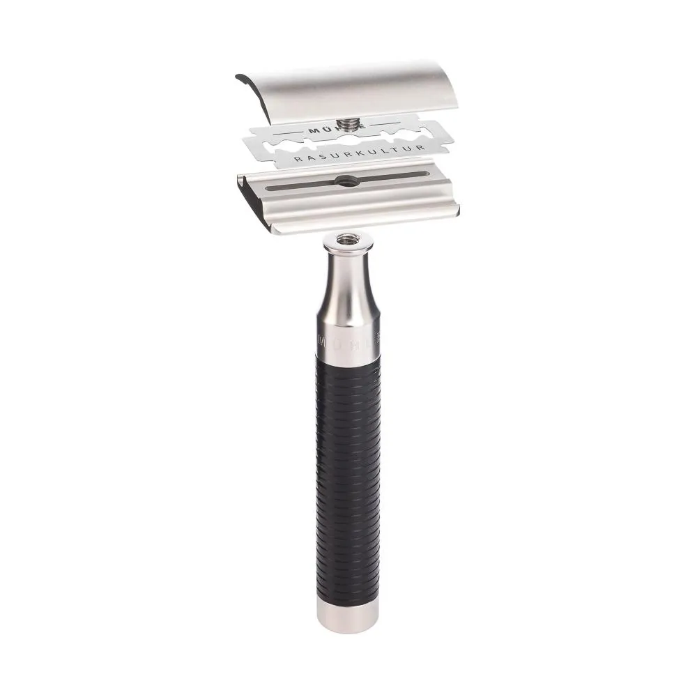 MÜHLE ROCCA 3 Pc. Shaving Set, Silvertip Badger / Safety Razor, Stainless Steel & Black