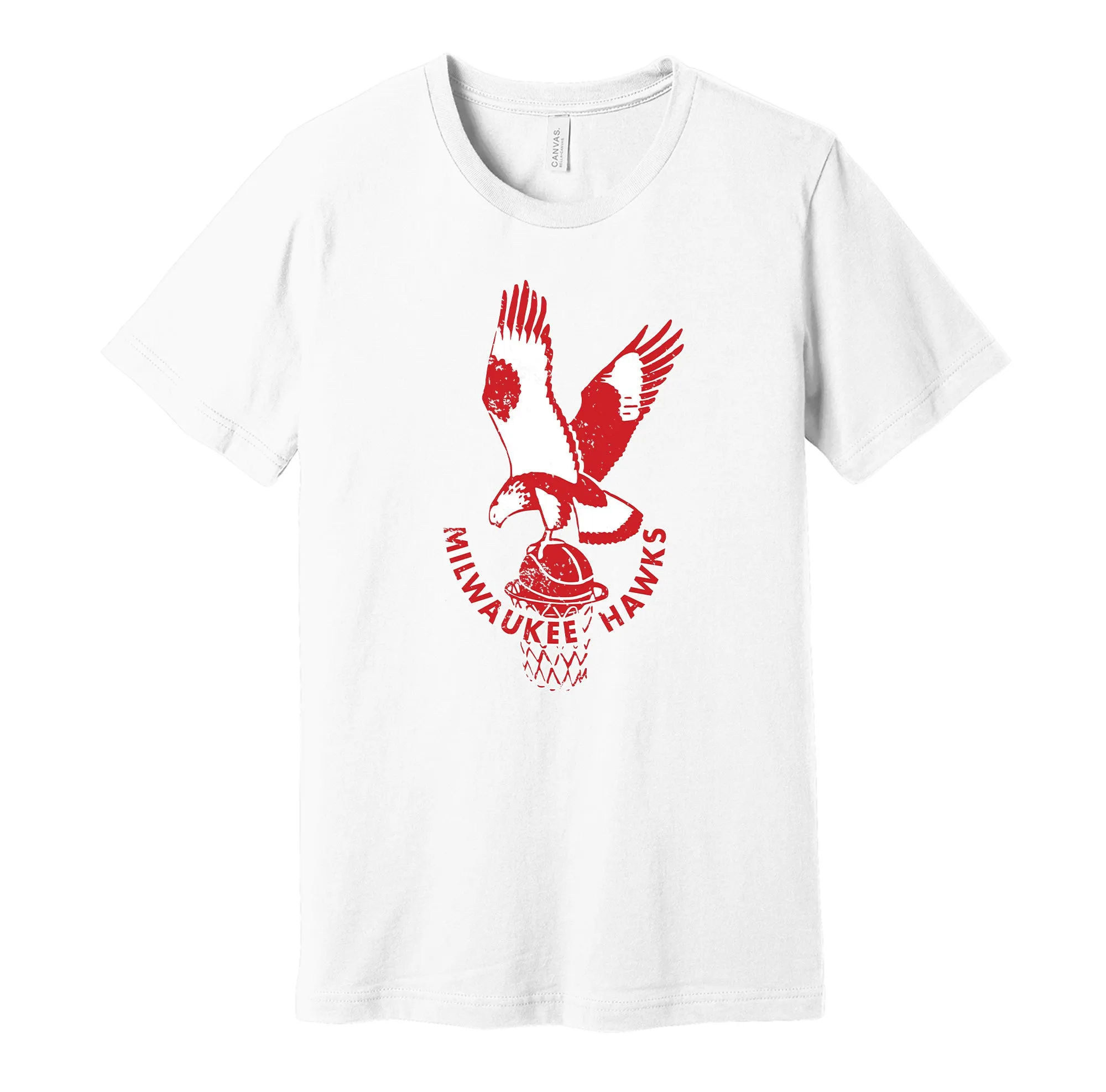 Milwaukee Hawks Distressed Logo Shirt - Defunct Basketball Team - Celebrate Minnesota Heritage and History - Hyper Than Hype