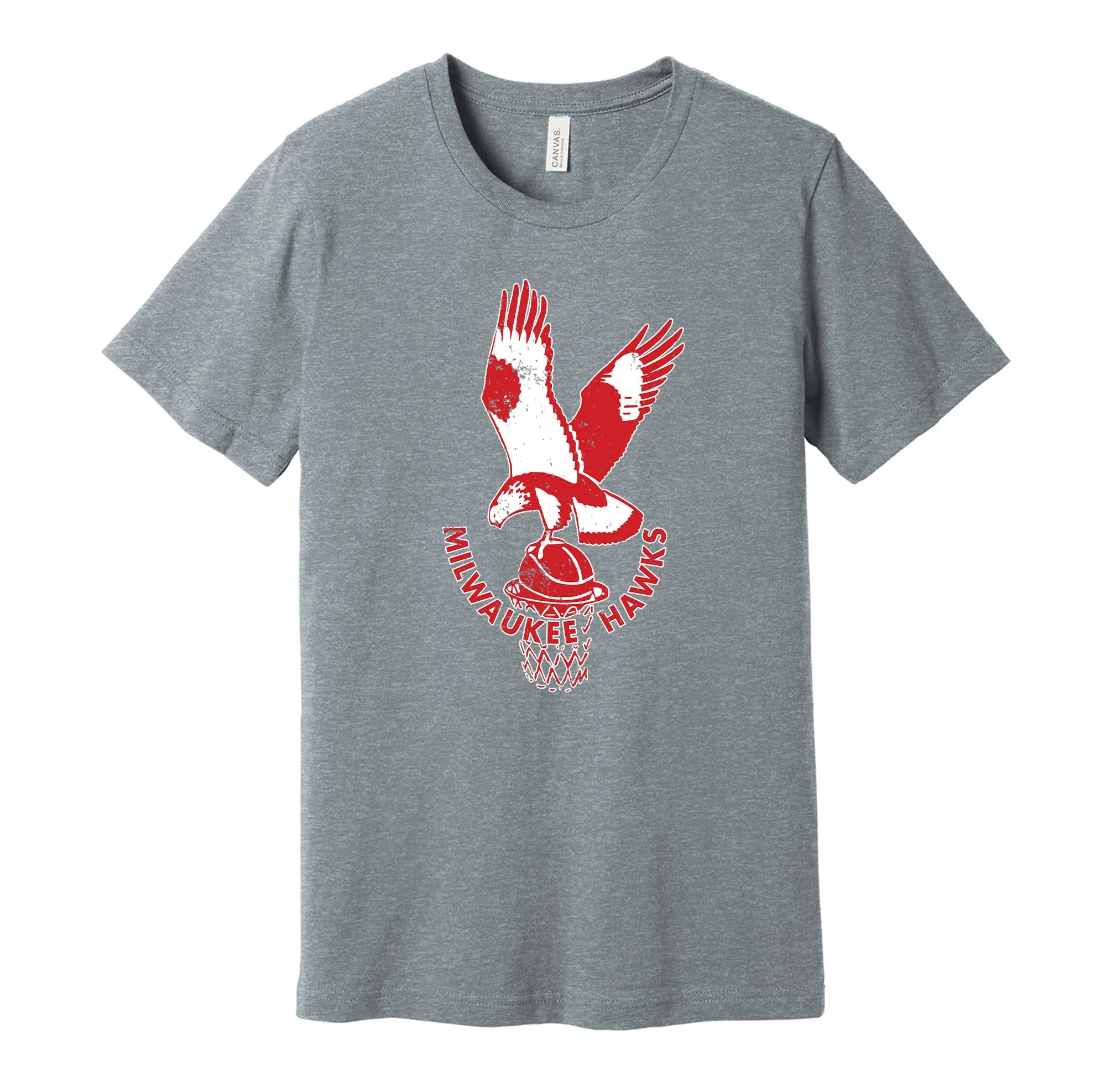 Milwaukee Hawks Distressed Logo Shirt - Defunct Basketball Team - Celebrate Minnesota Heritage and History - Hyper Than Hype