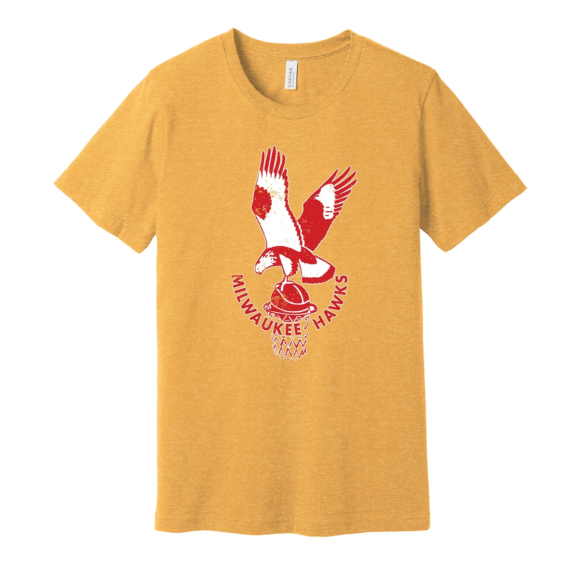 Milwaukee Hawks Distressed Logo Shirt - Defunct Basketball Team - Celebrate Minnesota Heritage and History - Hyper Than Hype