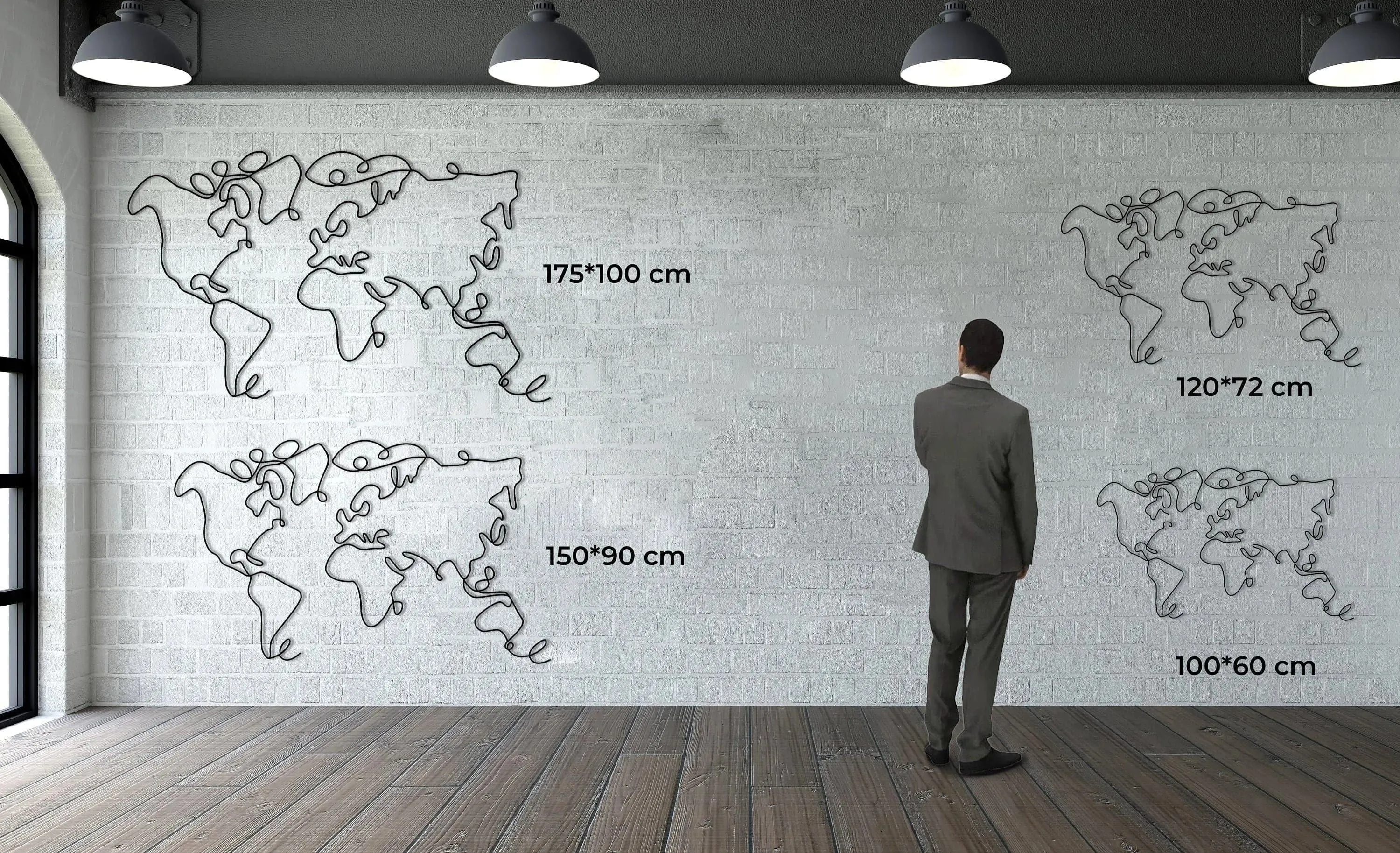 Minimalist World Map Metal Wall Decor