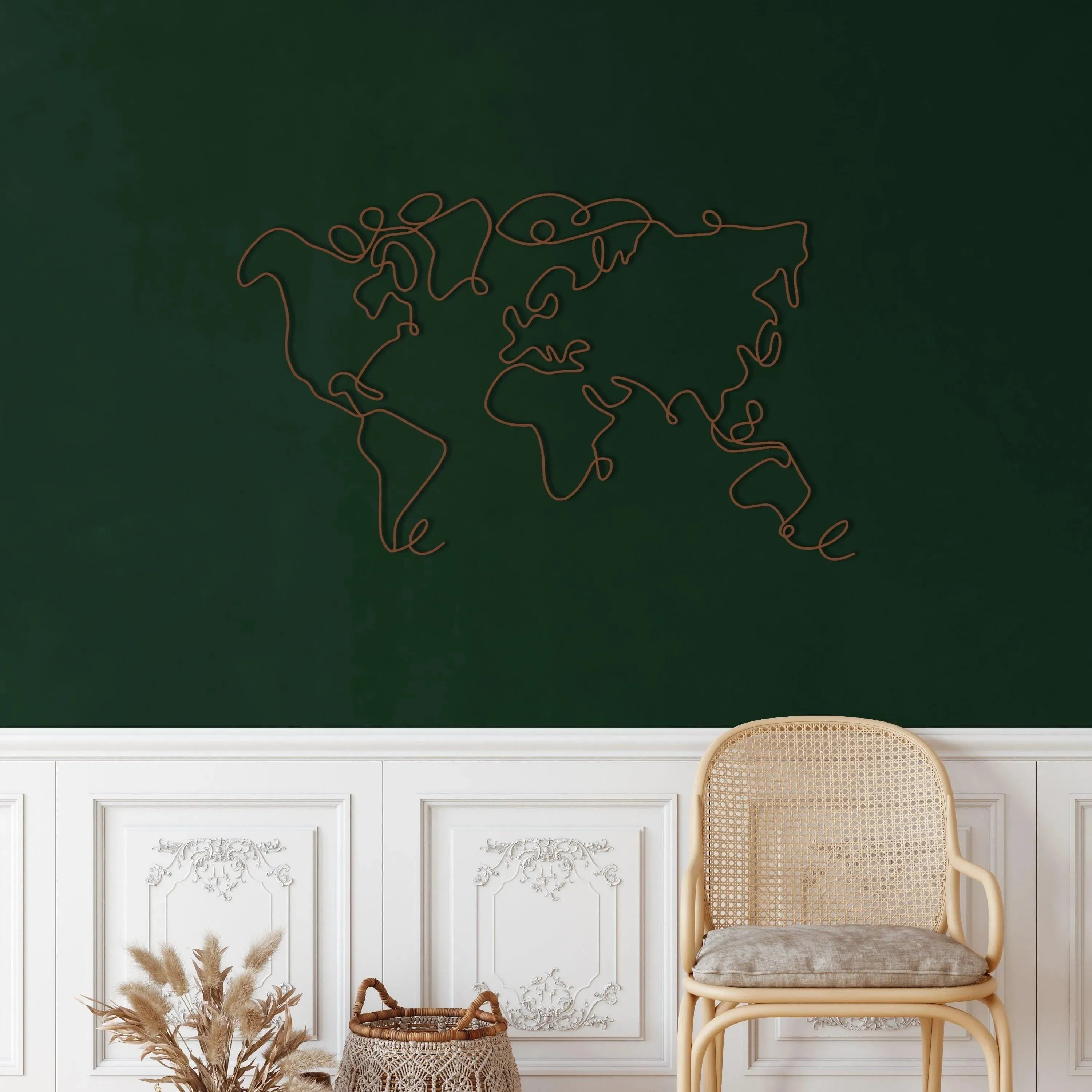 Minimalist World Map Metal Wall Decor