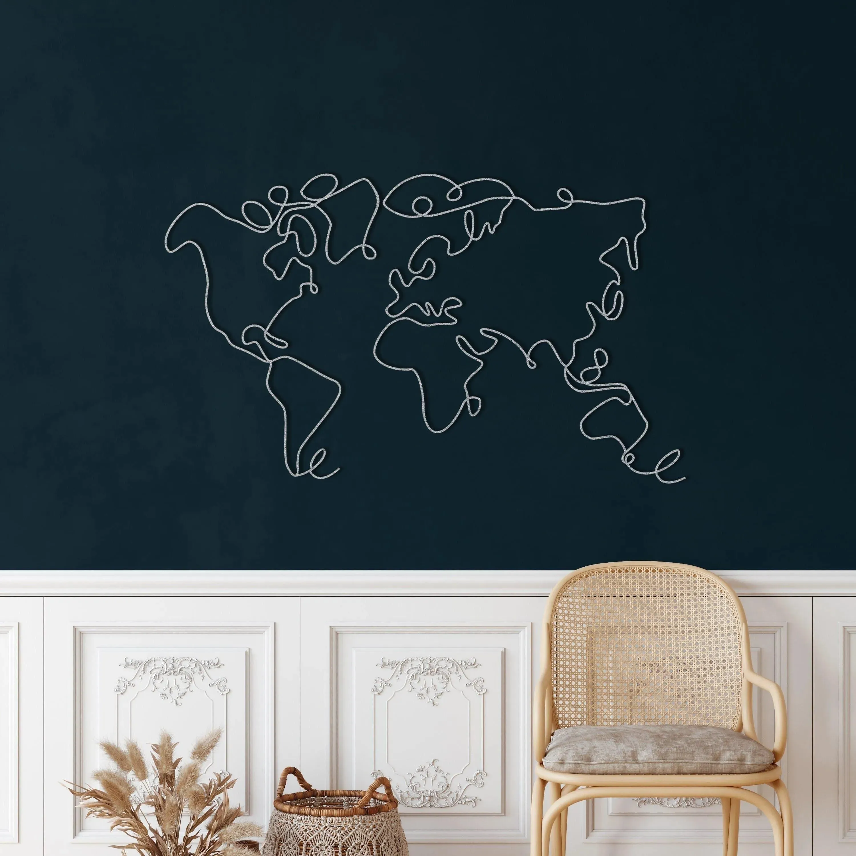Minimalist World Map Metal Wall Decor