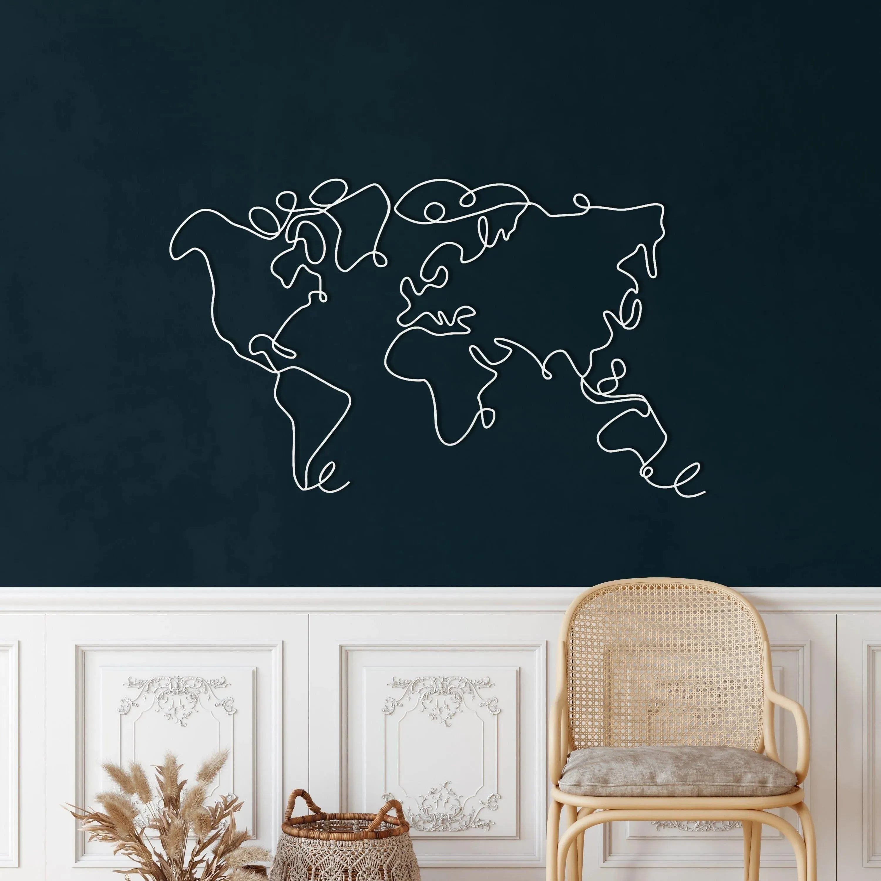 Minimalist World Map Metal Wall Decor