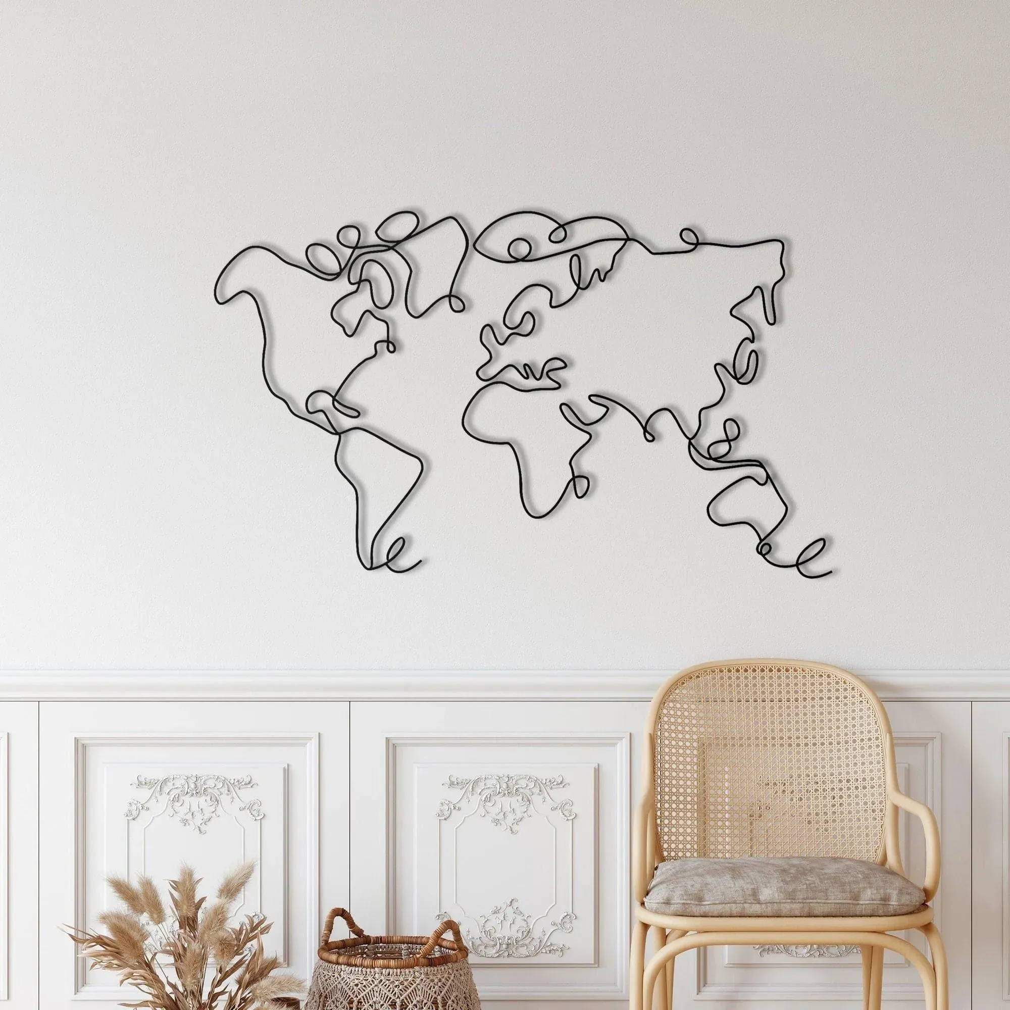 Minimalist World Map Metal Wall Decor