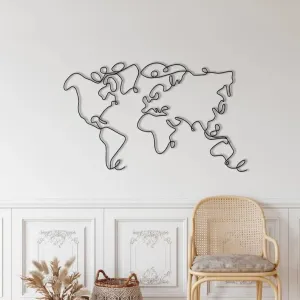 Minimalist World Map Metal Wall Decor