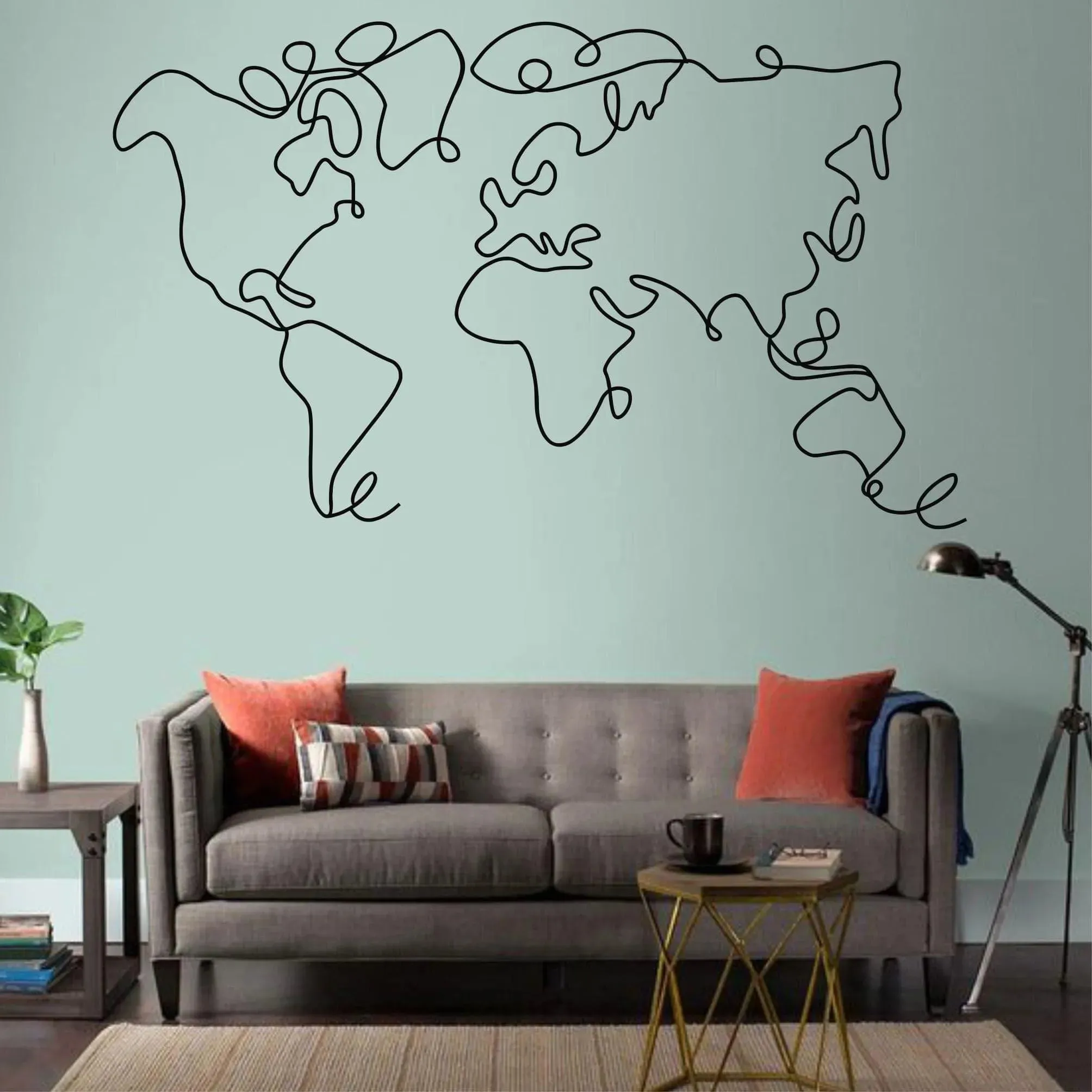 Minimalist World Map Metal Wall Decor