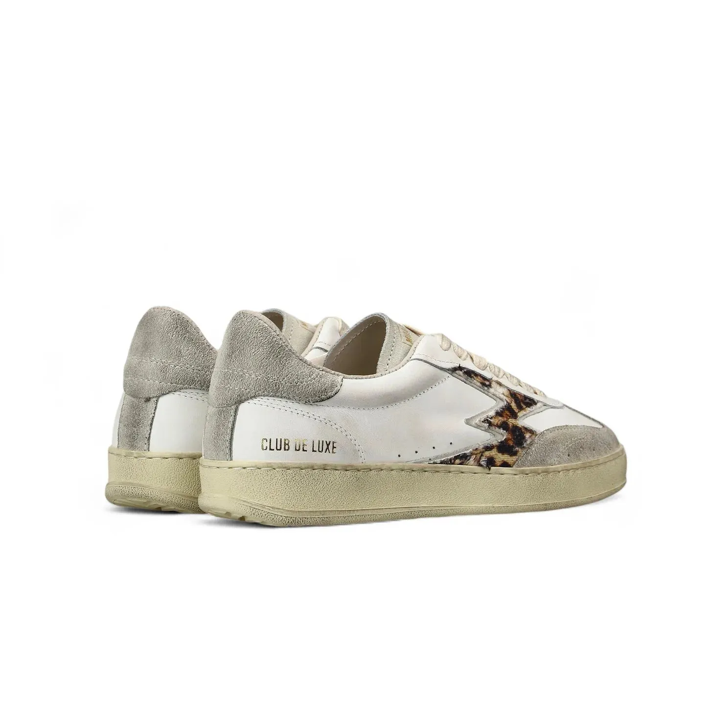 Moa Concept Club de luxe sneaker i hvit skinn med leoparddetaljer