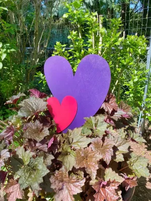 Modern Heart Duo Garden Stakes with Accent Shimmer