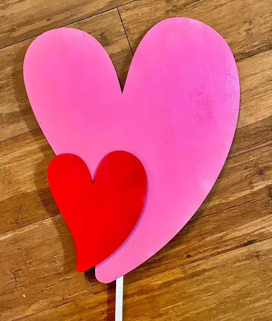 Modern Heart Duo Garden Stakes with Accent Shimmer