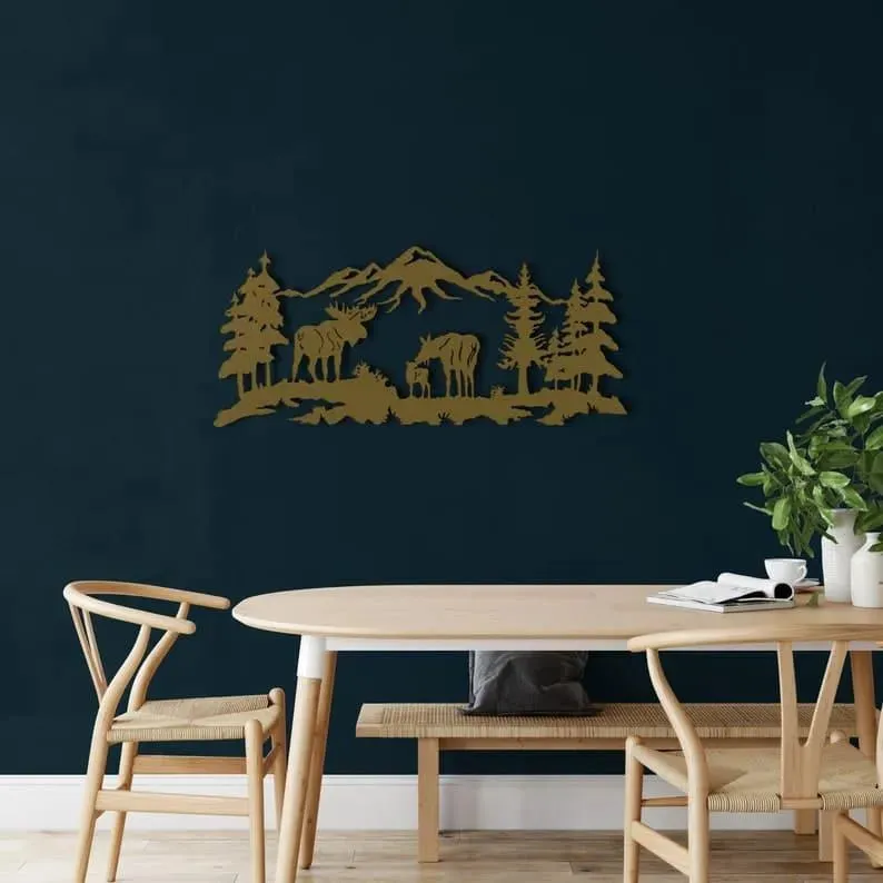 Moose in Nature Metal Wall Art