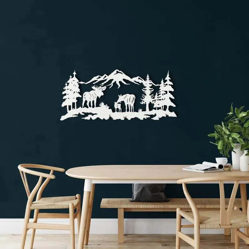 Moose in Nature Metal Wall Art