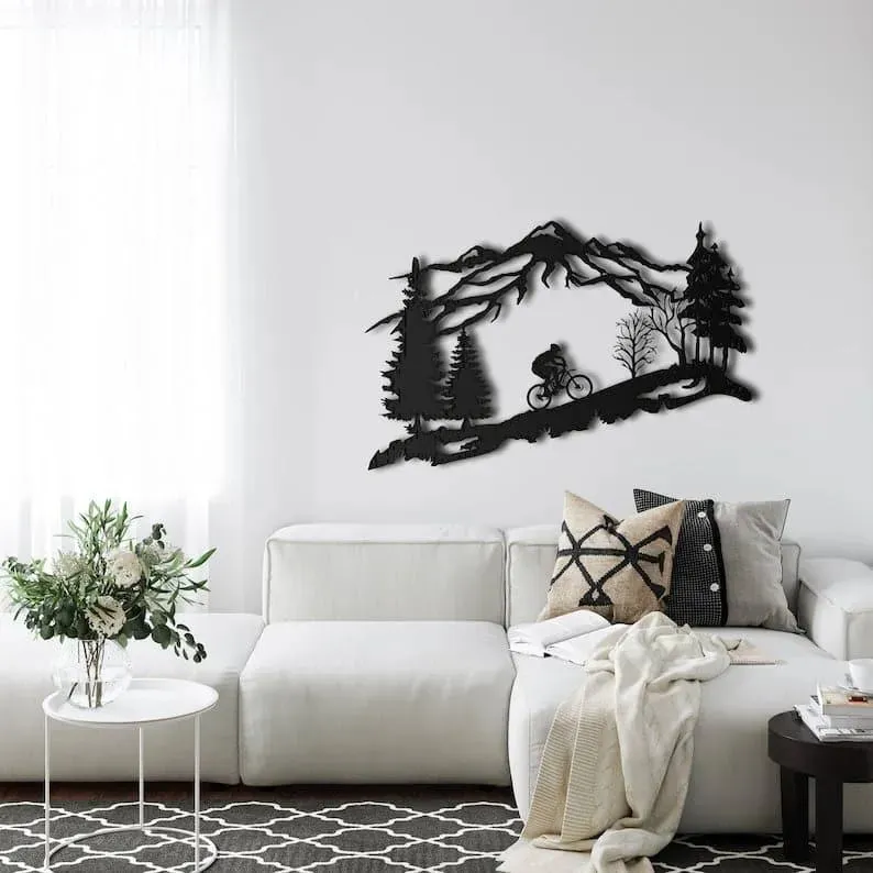 Mountain Biker Metal Wall Decor
