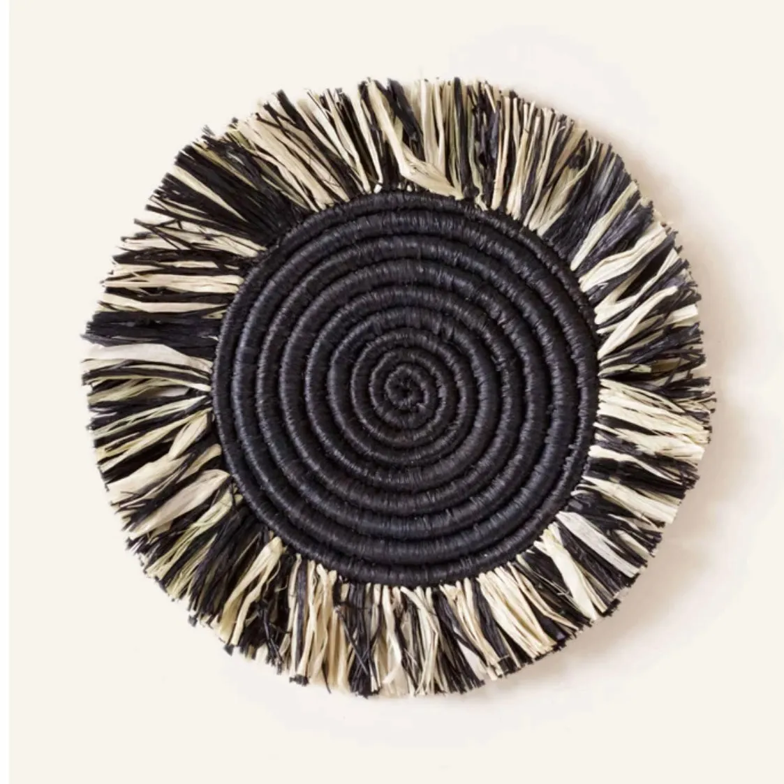 Natural or Black Raffia Coaster Set /4