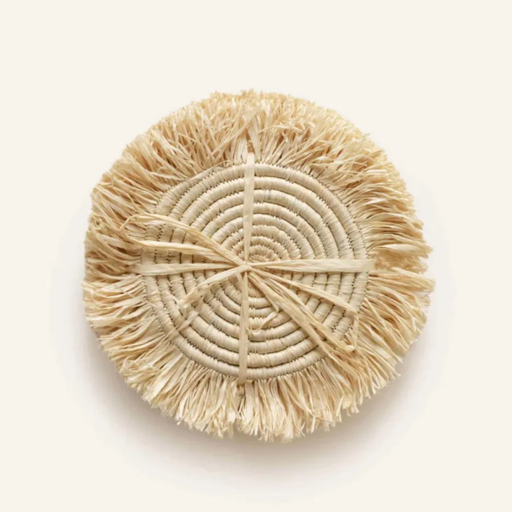 Natural or Black Raffia Coaster Set /4