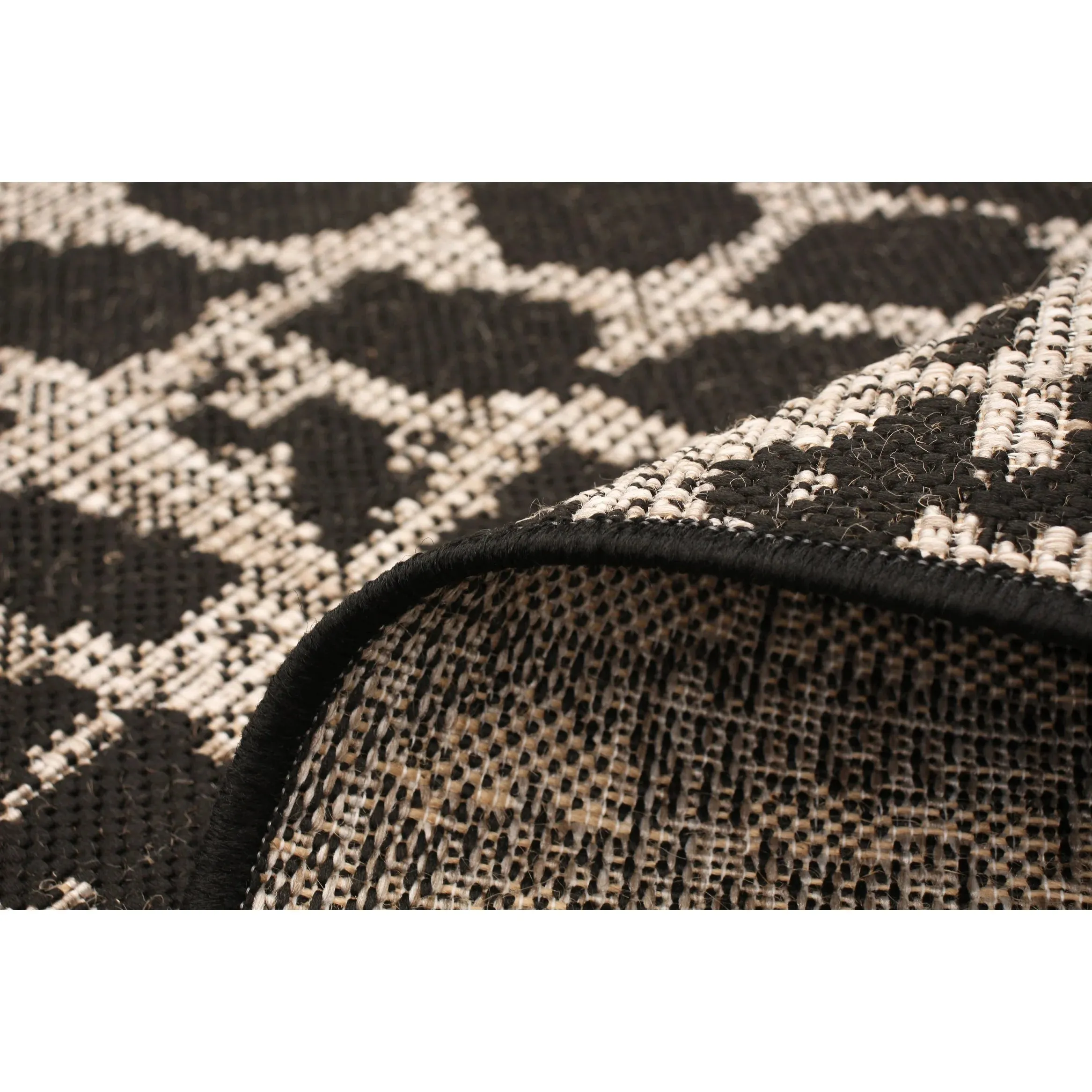 New ECARPET Indoor/Outdoor Sisal Safari Black/Silver Area Rug for Patio, Deck, Backyard, Camping, Water Proof Carpet, 5FT 3 inch X 7 Ft 7 Inch