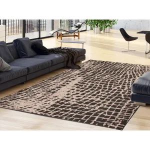 New ECARPET Indoor/Outdoor Sisal Safari Black/Silver Area Rug for Patio, Deck, Backyard, Camping, Water Proof Carpet, 5FT 3 inch X 7 Ft 7 Inch