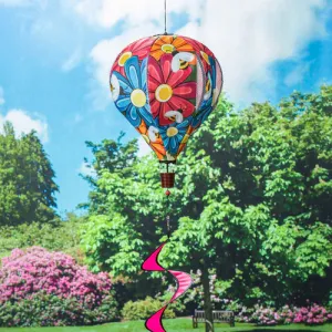 NEW Evergreen Balloon Spinner, Spring Floral Burlap Balloon Spinner, 15x15x55 Inches, Great visual appeal as they rotate in the wind